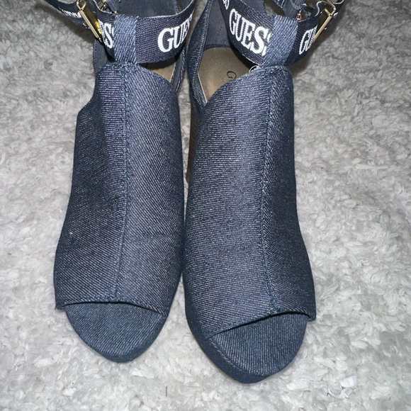 Guess wedges blue denim sandals - Picture 3 of 4